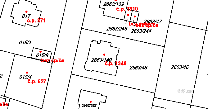 Předměstí 1346, Opava na parcele st. 2663/140 v KÚ Opava-Předměstí, Katastrální mapa