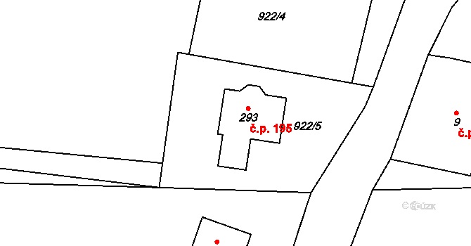 Vlčovice 195, Kopřivnice na parcele st. 293 v KÚ Vlčovice, Katastrální mapa