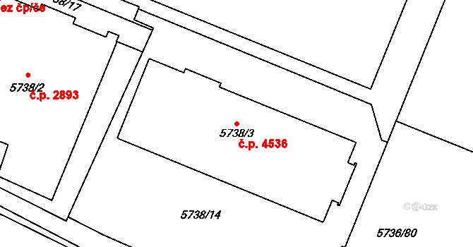 Prostějov 4536 na parcele st. 5738/3 v KÚ Prostějov, Katastrální mapa