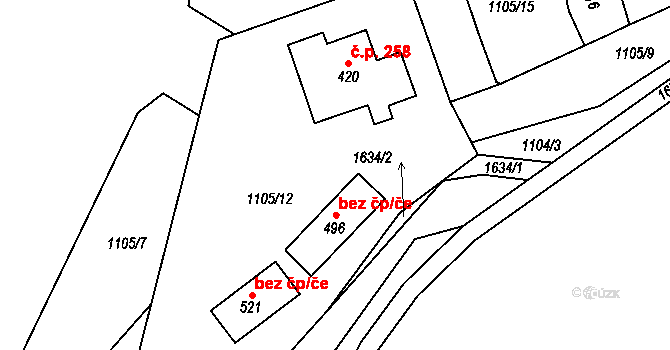 Doubravník 44135408 na parcele st. 496 v KÚ Doubravník, Katastrální mapa