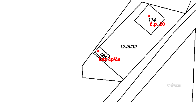 Chroboly 45576408 na parcele st. 125 v KÚ Leptač, Katastrální mapa