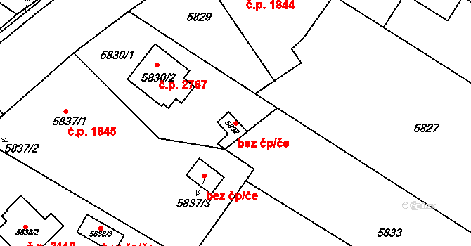 Frýdek-Místek 46444408 na parcele st. 5832 v KÚ Frýdek, Katastrální mapa