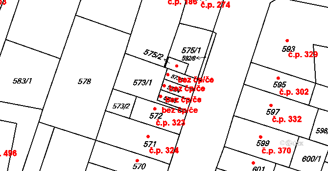 Brno 48730408 na parcele st. 573/4 v KÚ Bohunice, Katastrální mapa