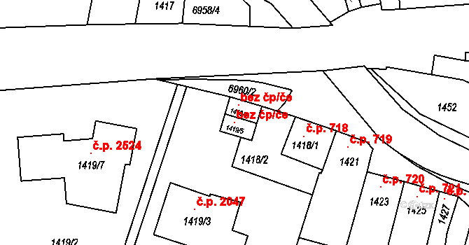 Boskovice 49418408 na parcele st. 1419/5 v KÚ Boskovice, Katastrální mapa