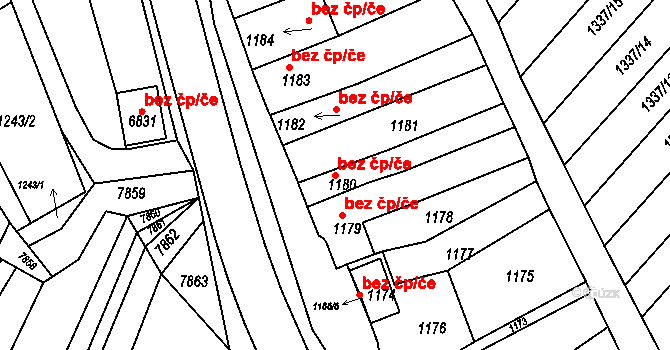 Jaroslavice 49621408 na parcele st. 1180 v KÚ Jaroslavice, Katastrální mapa