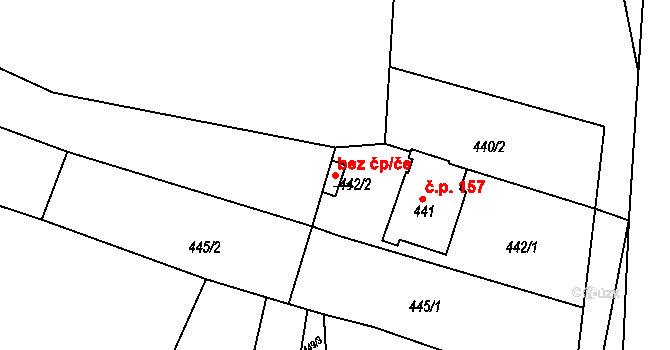 Nebovidy 49650408 na parcele st. 442/2 v KÚ Nebovidy u Brna, Katastrální mapa