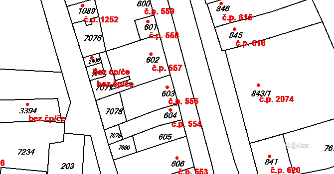 Uherský Brod 556 na parcele st. 603 v KÚ Uherský Brod, Katastrální mapa