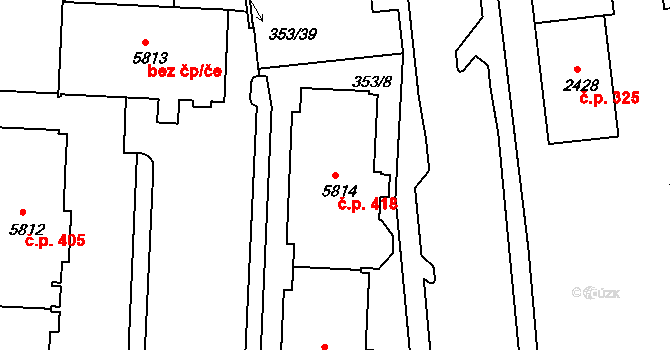 Pražské Předměstí 418, Písek na parcele st. 5814 v KÚ Písek, Katastrální mapa