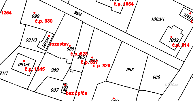 Nýřany 826 na parcele st. 984 v KÚ Nýřany, Katastrální mapa