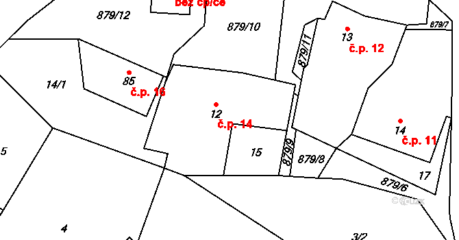 Louka 14, Vrbatův Kostelec na parcele st. 12 v KÚ Louka u Vrbatova Kostelce, Katastrální mapa