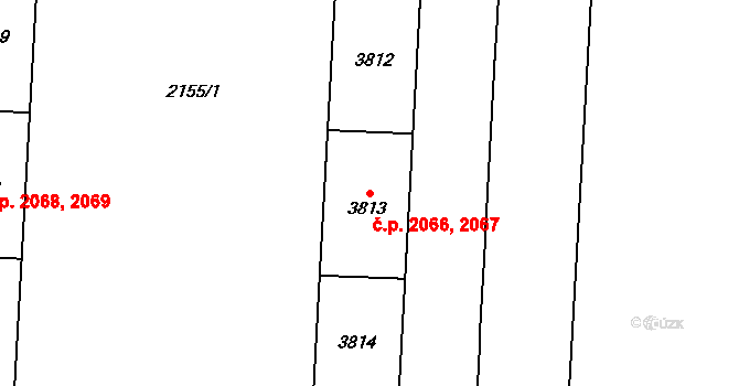 Zelené Předměstí 2066,2067, Pardubice na parcele st. 3814 v KÚ Pardubice, Katastrální mapa
