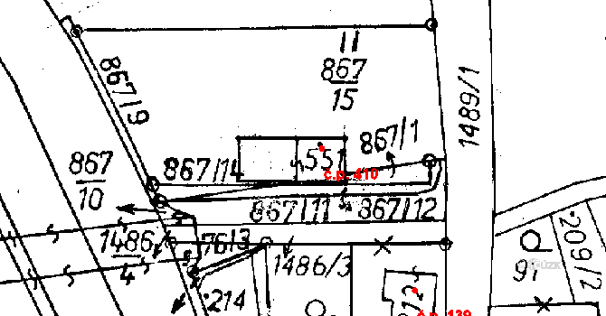 Jeřmanice 410 na parcele st. 551 v KÚ Jeřmanice, Katastrální mapa