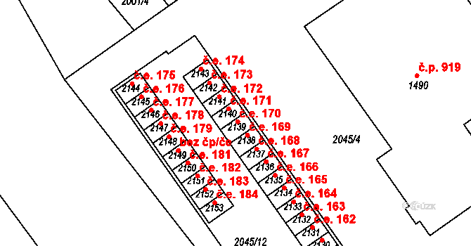 Valašské Klobouky 170 na parcele st. 2139 v KÚ Valašské Klobouky, Katastrální mapa