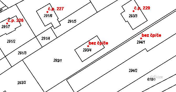Praskačka 80273408 na parcele st. 293/4 v KÚ Praskačka, Katastrální mapa