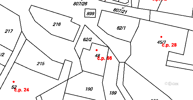 Václavov 56, Zábřeh na parcele st. 48 v KÚ Václavov u Zábřeha, Katastrální mapa