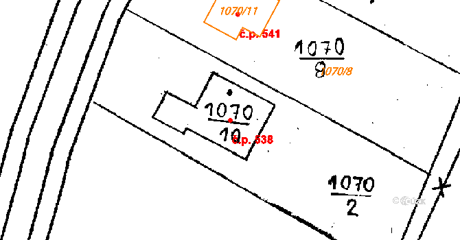 Haukovice 538, Újezd na parcele st. 1070/10 v KÚ Újezd u Uničova, Katastrální mapa