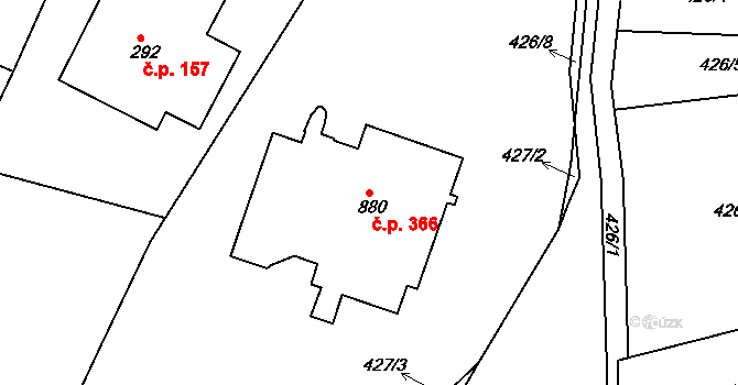 Vyžlovka 366 na parcele st. 880 v KÚ Vyžlovka, Katastrální mapa