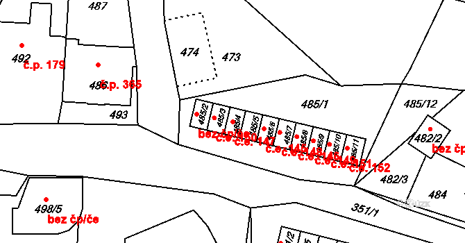 Rumburk 2-Horní Jindřichov 147, Rumburk na parcele st. 485/4 v KÚ Horní Jindřichov, Katastrální mapa