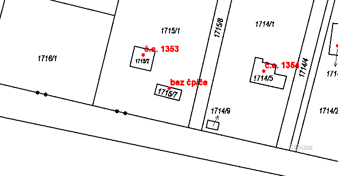 Plzeň 91104408 na parcele st. 1715/7 v KÚ Černice, Katastrální mapa
