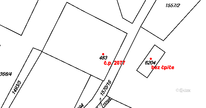 Havlíčkův Brod 2077 na parcele st. 483 v KÚ Havlíčkův Brod, Katastrální mapa