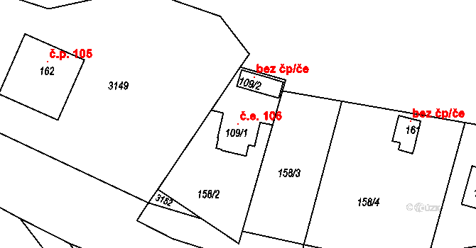 Roveň 106, Rychnov nad Kněžnou na parcele st. 109/1 v KÚ Roveň u Rychnova nad Kněžnou, Katastrální mapa