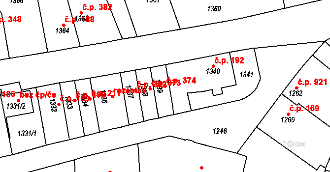 Kostelec nad Orlicí 374 na parcele st. 1339 v KÚ Kostelec nad Orlicí, Katastrální mapa