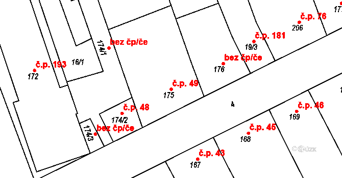Přerov VIII-Henčlov 49, Přerov na parcele st. 175 v KÚ Henčlov, Katastrální mapa