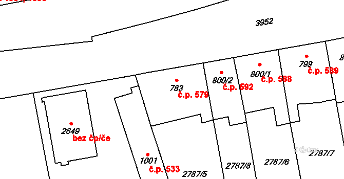 Lipník nad Bečvou I-Město 579, Lipník nad Bečvou na parcele st. 783 v KÚ Lipník nad Bečvou, Katastrální mapa