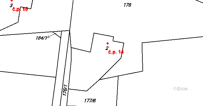 Kojkovice 14, Třinec na parcele st. 625/3 v KÚ Kojkovice u Třince, Katastrální mapa
