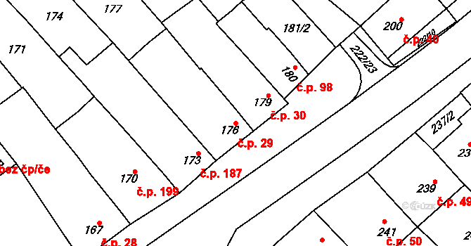 Zarazice 29, Veselí nad Moravou na parcele st. 176 v KÚ Zarazice, Katastrální mapa