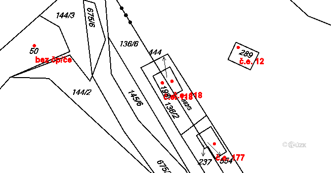 Lhota 118 na parcele st. 198 v KÚ Lhota u Kamenných Žehrovic, Katastrální mapa