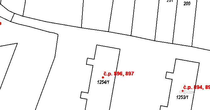 Polná 896,897 na parcele st. 1254/1 v KÚ Polná, Katastrální mapa