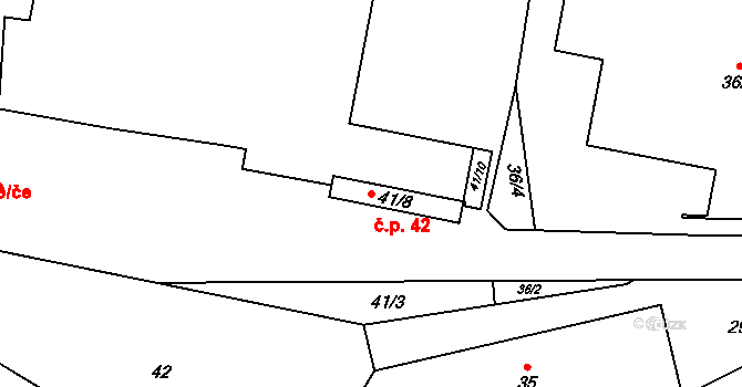 Karolinka 42 na parcele st. 41/2 v KÚ Karolinka, Katastrální mapa