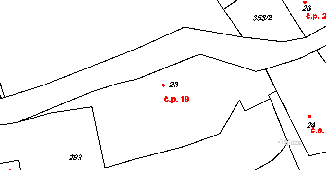 Levín 19 na parcele st. 23 v KÚ Muckov, Katastrální mapa