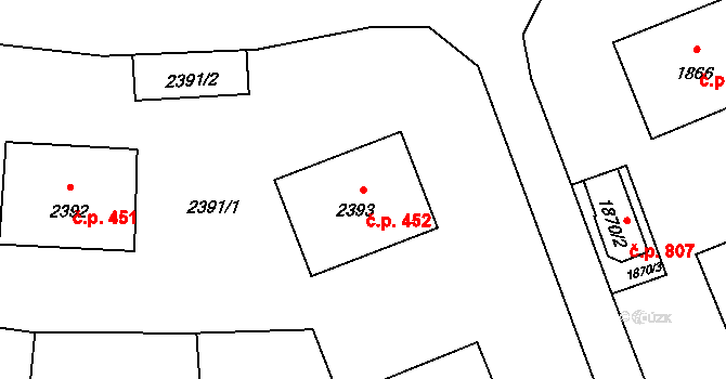 Albrechtice 452 na parcele st. 2393 v KÚ Albrechtice u Českého Těšína, Katastrální mapa