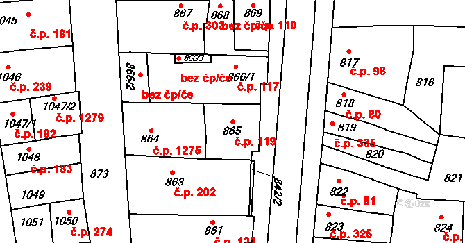 Poštorná 119, Břeclav, Katastrální mapa