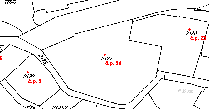 Smržovka 21 na parcele st. 2127 v KÚ Smržovka, Katastrální mapa