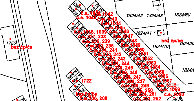 Pelhřimov 232,243 na parcele st. 1826/93 v KÚ Pelhřimov, Katastrální mapa