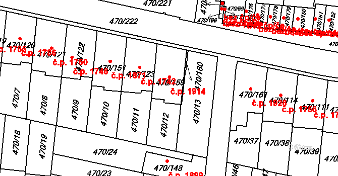 Krč 1914, Praha na parcele st. 470/159 v KÚ Krč, Katastrální mapa