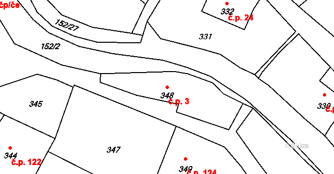Dolní Libchava 3, Česká Lípa na parcele st. 348 v KÚ Dolní Libchava, Katastrální mapa