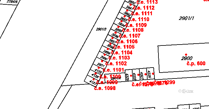 Kuřim 1102 na parcele st. 3900 v KÚ Kuřim, Katastrální mapa