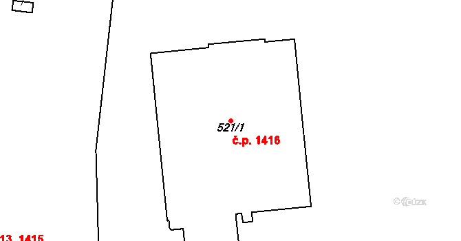 Podlesí 1416, Havířov na parcele st. 521/1 v KÚ Bludovice, Katastrální mapa