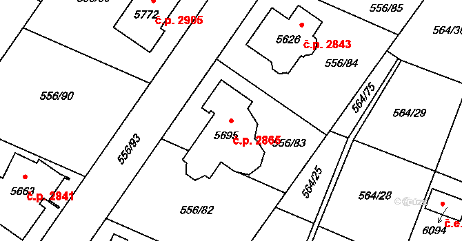 Šumperk 2865 na parcele st. 5695 v KÚ Šumperk, Katastrální mapa