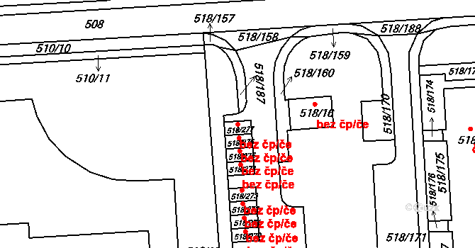 Mšeno nad Nisou 2468, Jablonec nad Nisou na parcele st. 518/277 v KÚ Mšeno nad Nisou, Katastrální mapa
