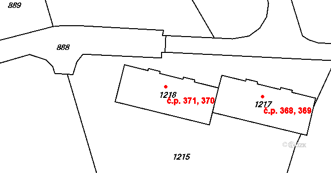 Břidličná 370,371 na parcele st. 1218 v KÚ Břidličná, Katastrální mapa