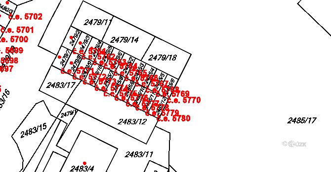Kadaň 5770 na parcele st. 2485/6 v KÚ Kadaň, Katastrální mapa