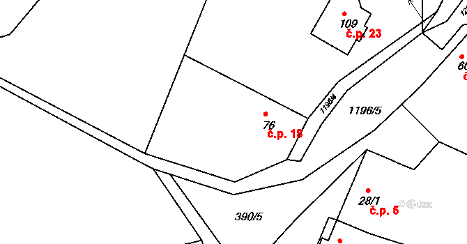 Slavkov 18, Olbramovice na parcele st. 76 v KÚ Křešice u Olbramovic, Katastrální mapa