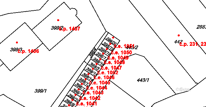 Děčín I-Děčín 1048, Děčín na parcele st. 398/17 v KÚ Děčín, Katastrální mapa