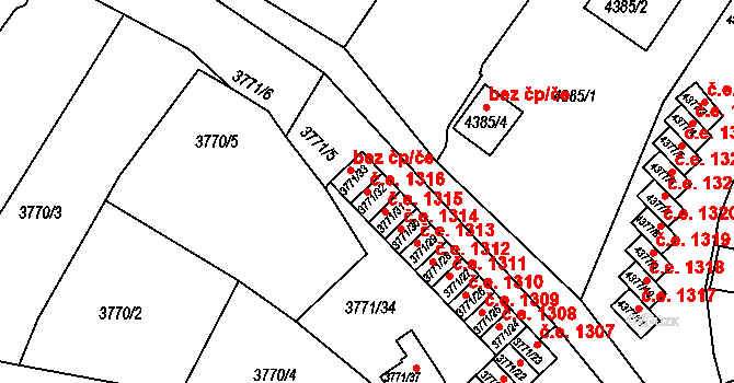 Znojmo 1316 na parcele st. 3771/32 v KÚ Znojmo-město, Katastrální mapa