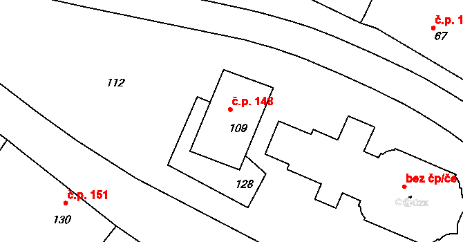 Bobrová 148 na parcele st. 109 v KÚ Horní Bobrová, Katastrální mapa